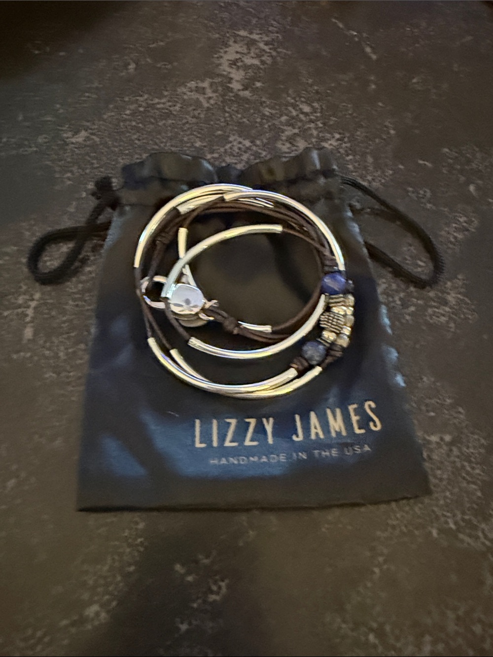 Lizzy James Silver and Black Multi-Strand Necklace or Bracelet Set